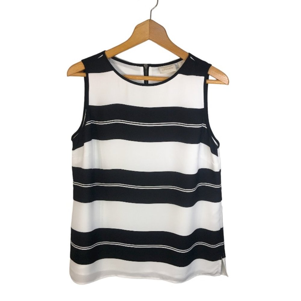 Chico's Black /White Stripe Sleeveless Blouse, Women's size 1